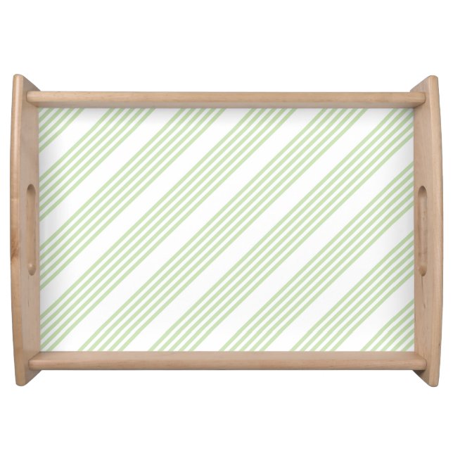 Pale green and white five stripes pattern serving tray (Front)