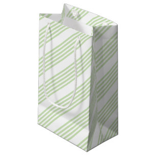 Pale green and white five stripes pattern small gift bag