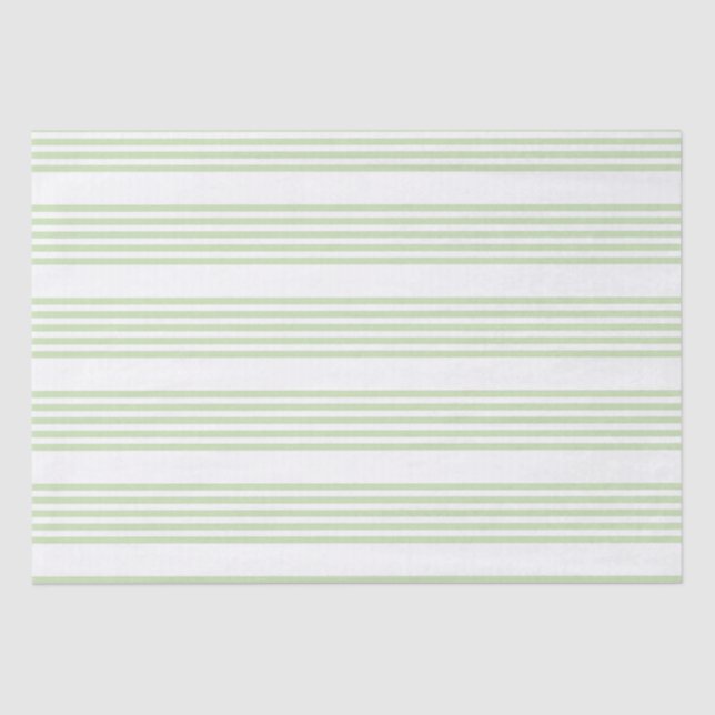 Pale green and white five stripes pattern tissue paper (Front)
