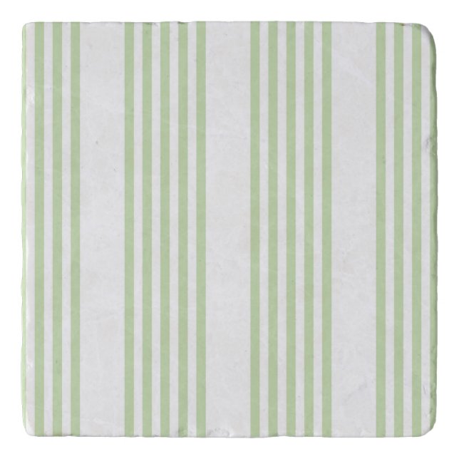 Pale green and white five stripes pattern trivet (Front)