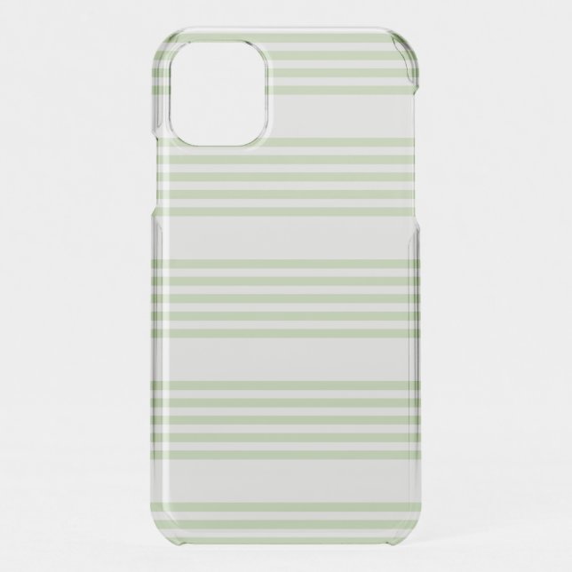 Pale green and white five stripes pattern uncommon iPhone case (Back)