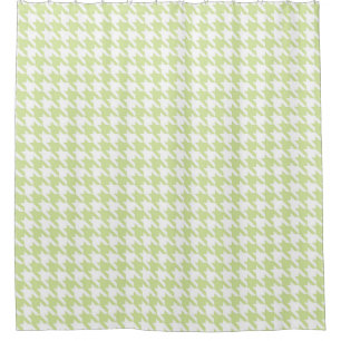 Pale green and White Houndstooth Pattern Shower Curtain