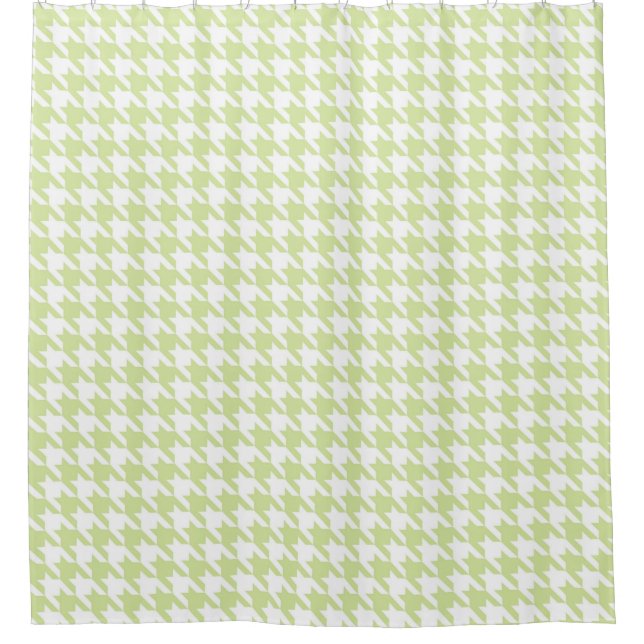 Pale green and White Houndstooth Pattern Shower Curtain (Front)