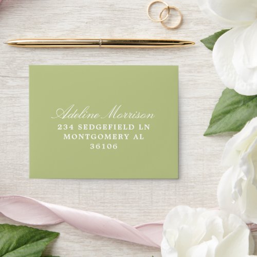 Pale Green and White Hydrangea Wedding RSVP Reply Envelope