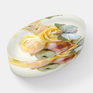 Pale green butterfly on flowers paperweight