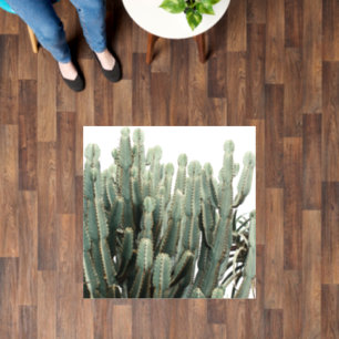 Pale Green Cactus Plants Pattern Floor Decals