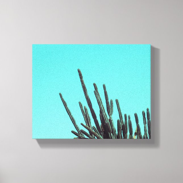 Pale Green Cactus Succulent Plants Minimalism Canvas Print (Front)