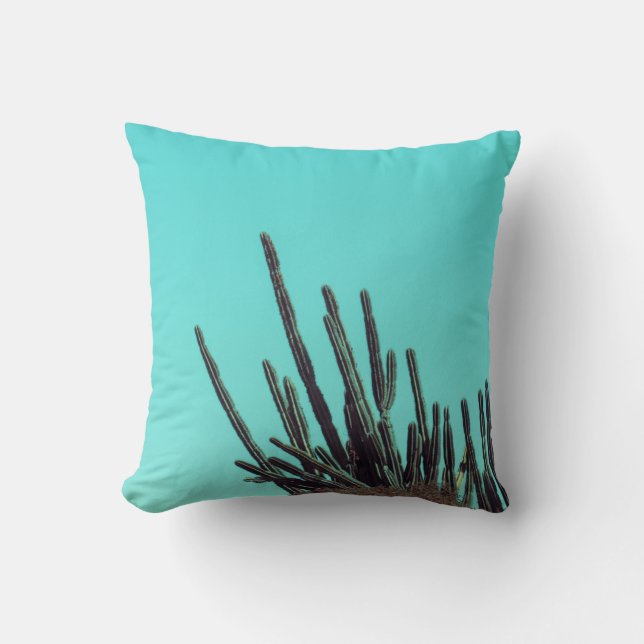 Pale Green Cactus Succulent Plants Minimalism Throw Pillow (Front)