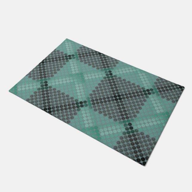 Pale green circle or balls texture, forming square doormat (Angled)