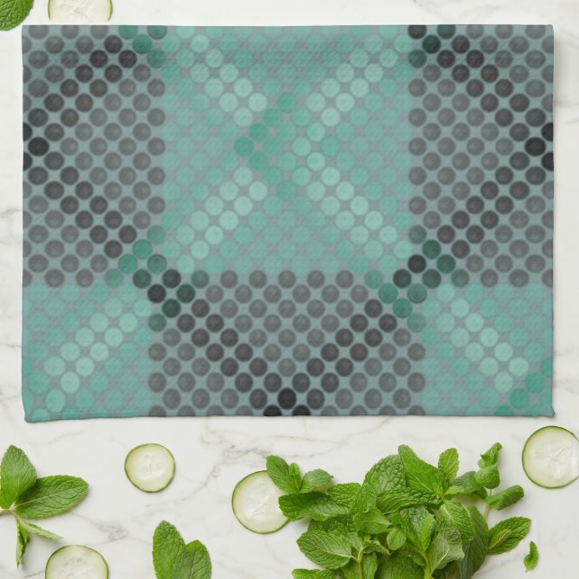 Pale green circle or balls texture, forming square kitchen towel (Folded)