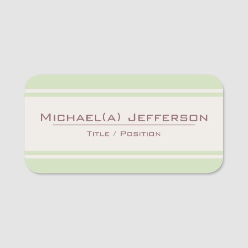 Pale Green Ecru  Soft Brown Gentle And Elegant Name Tag