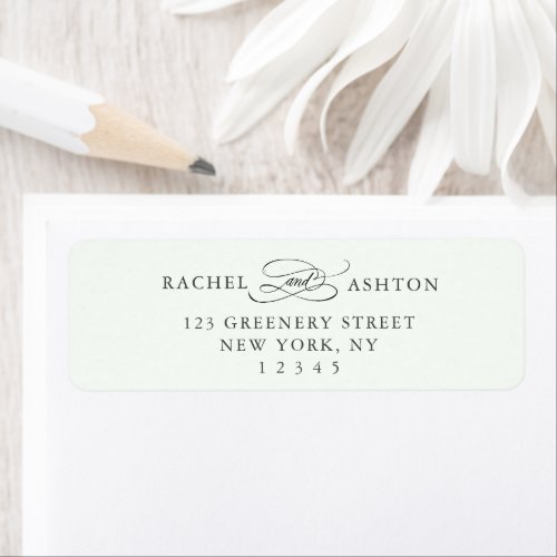 Pale Green Elegant Script Return Address Label