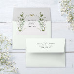 Pale Green Elegant Watercolor Wildflowers Wedding  Envelope<br><div class="desc">This elegant wedding envelope features beautifully hand-painted watercolor wildflowers arranged in a wreath and accented with a butterfly,  and pre-printed return address on the back. For more advanced customization of this design,  please click the DESIGN TOOL BUTTON above!  Matching items are also available.</div>