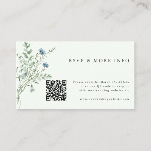 Pale Green Elegant Wildflowers Wedding RSVP Enclosure Card