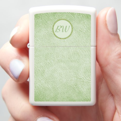 Pale Green Faux Leather Zippo Lighter