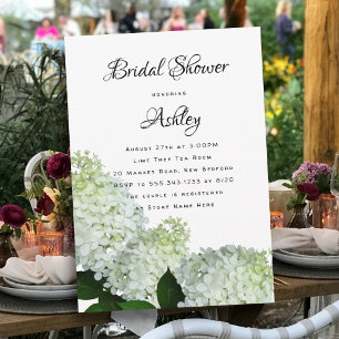 Pale Green Floral Bridal Shower Hydrangea Invites