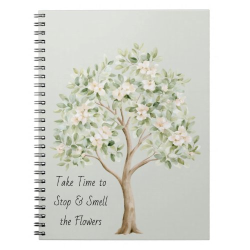 Pale Green Flowering Tree Notebook