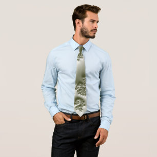 Pale green fractal design necktie