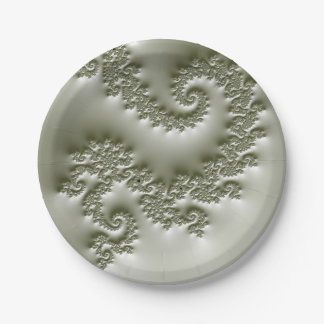 Pale green fractal paper plates