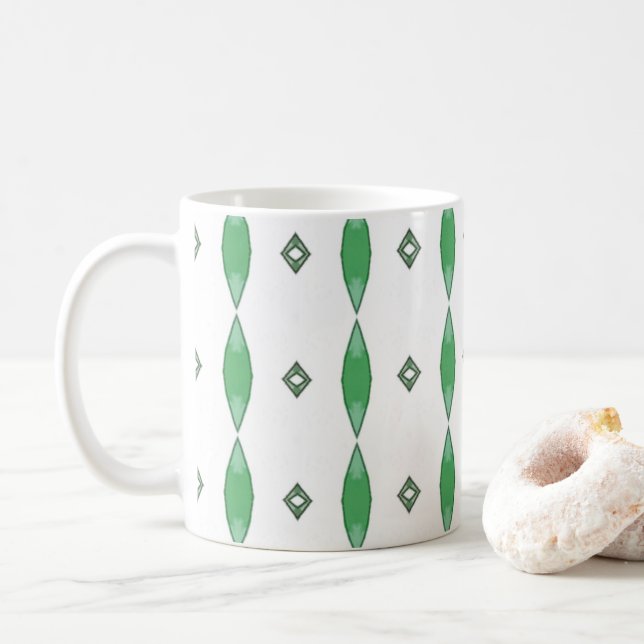 Pale Green geometric pattern coffee mug (With Donut)