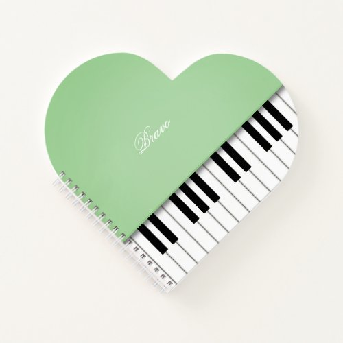 Pale Green Grand Piano Music Keyboard Custom Notebook