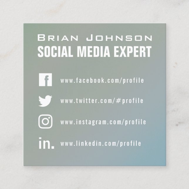 Pale green gray style professional cover square business card (Front)