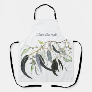 pale green gum leaf watercolour apron