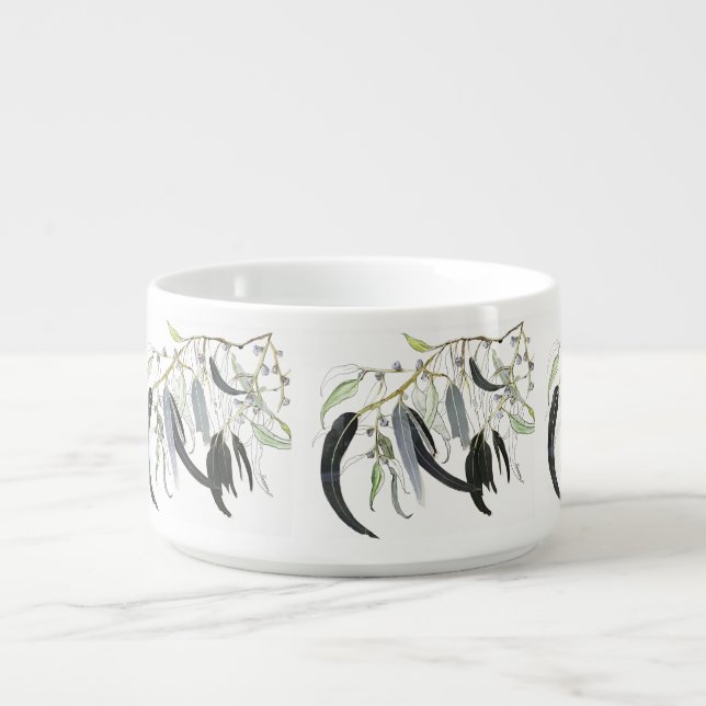 pale green gum leaf watercolour  bowl (Center)