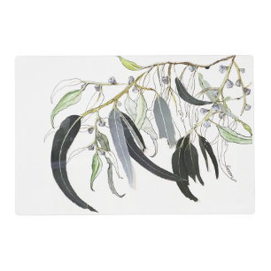 pale green gum leaf watercolour placemat