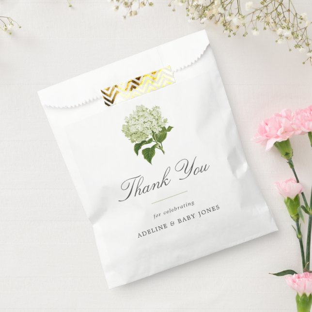 Pale Green Hydrangea Elegant Baby Boy Shower Favor Bag (Sealed)