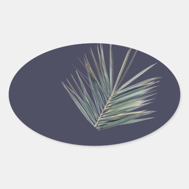 Pale green leaf oval sticker (Front)