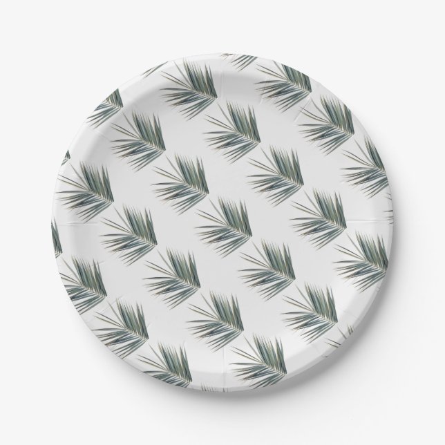 Pale green leaf paper plates (Front)