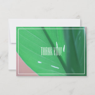 Pale Green Leaf Plant Thank You Flat Card