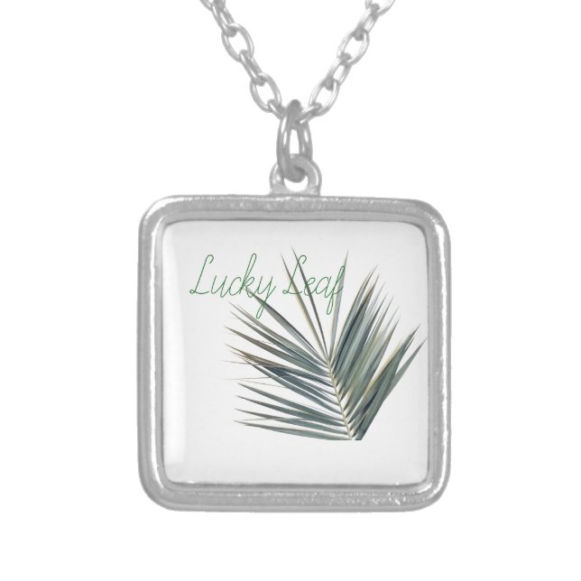Pale green leaf silver plated necklace (Front)