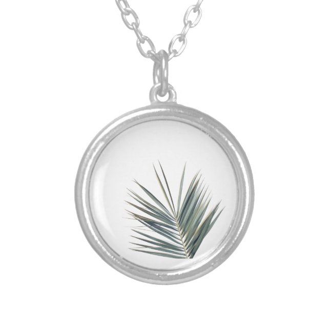 Pale green leaf silver plated necklace (Front)