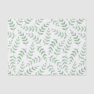 Pale Green Leaves Pattern Fern Garden Decoupage Tissue Paper