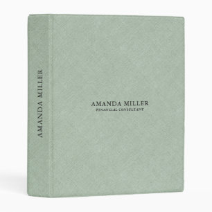 Pale Green Linen Fabric With Gray Typography Mini Binder