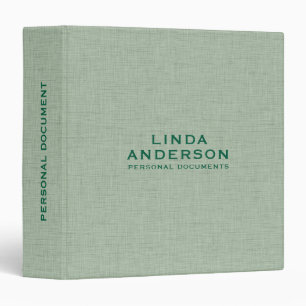 Pale Green Linen Texture  3 Ring Binder