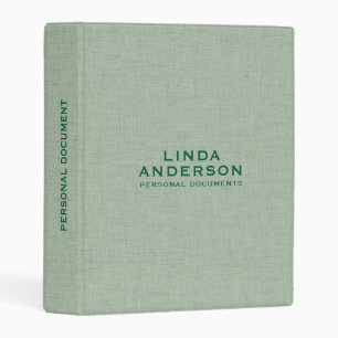 Pale Green Linen Texture Mini Binder