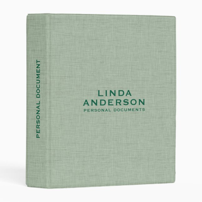 Pale Green Linen Texture  Mini Binder (Front/Spine)
