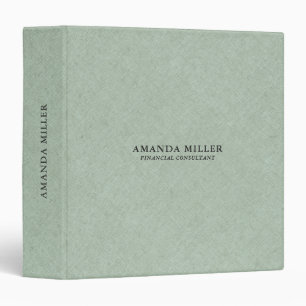 Pale Green Linen Texture With Gray Typography 3 Ring Binder
