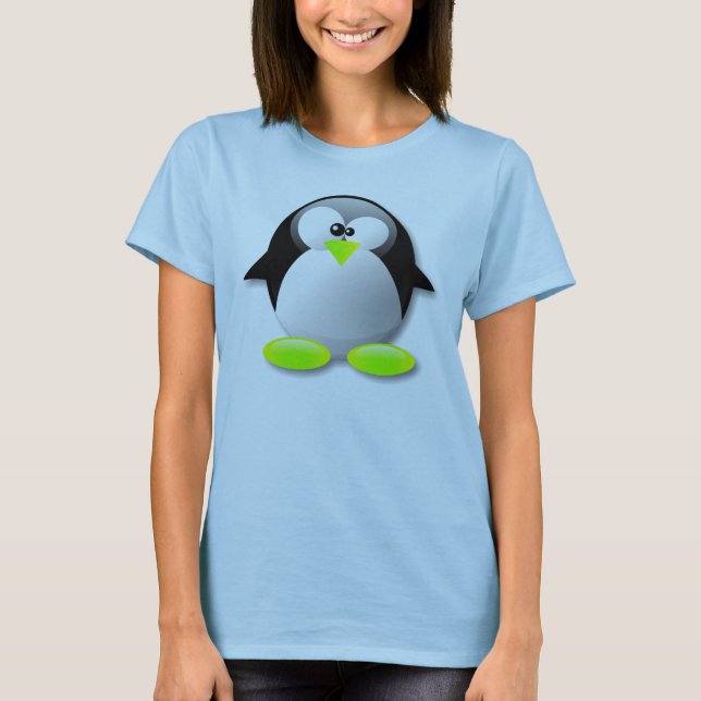 PALE GREEN LINUX TUX CRYSTAL PENGUIN T-Shirt (Front)