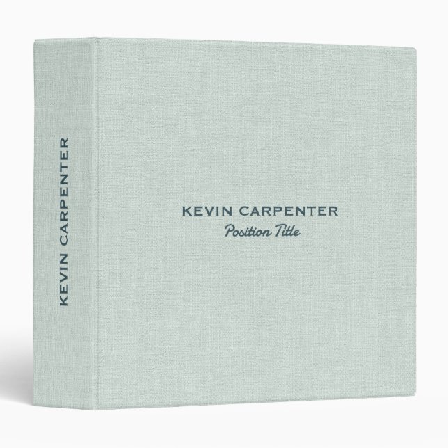 Pale Green Natural Linen Texture 3 Ring Binder (Front/Spine)