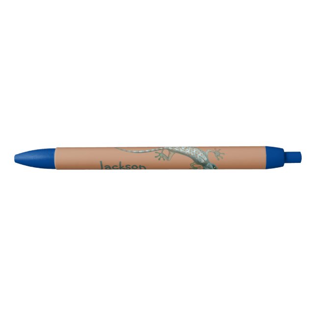 Pale Green Orange Spotted Lizard Named Pen (Front)