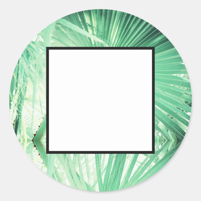 Pale Green Palm Blank Wedding Gift Sticker (Front)