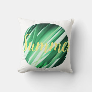Pale Green Palm Leaves Summer Cushion Throw Pillow