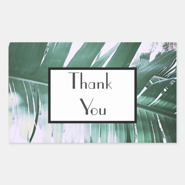 Pale Green Palm Thank You Wedding Gift Sticker (Front)