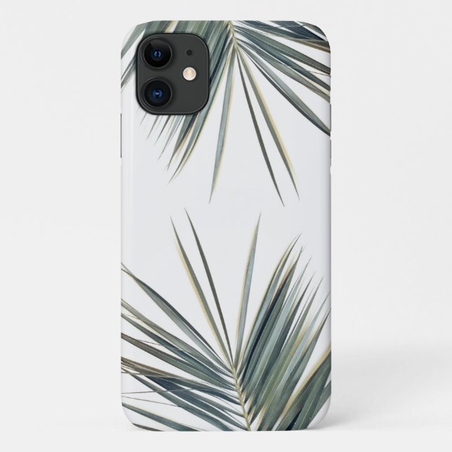 Pale Green Palm Tree Leaf iPhone 11 Case (Back)