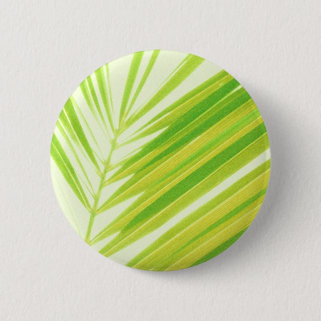 Pale Green Pastel Palm Leaves Button (Front)