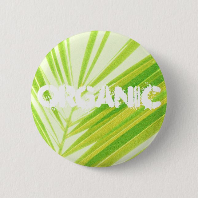 Pale Green Pastel Palm Leaves Button (Front)
